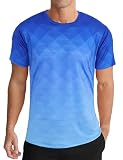 APTRO Herren T Shirt Sport Tshirts Trainingsshirt Funktionsshirt Schnelltrocknend Laufshirt Gym Shirt Farbverlauf Saphirblau XL