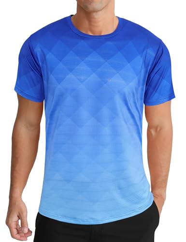 APTRO Men’s T-Shirts Gym T Shirts for Men Moisture Wicking Athletic Breathable Running Tops Quick Dry Short Sleeve T-Shirt Deep Ocean L