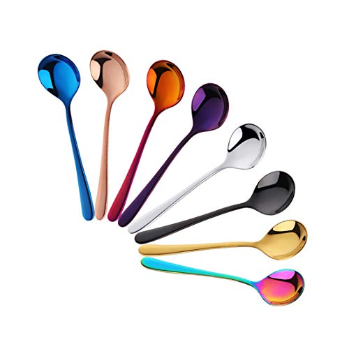 Buyer Star 8-teilige Dessertlöffel Mix Colors Salatlöffel Dining Appetizer Pastry Kuchen Löffel für Erwachsene Kinder Cover