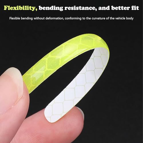 Image of 60PCS Car Sticker, Reflective Wheel Rim Stickers for Car, Bike, and Motorcycle, Glow in The Dark Stickers for Night Safety, Easy to Apply, Durable Adhesive (Green White Red)