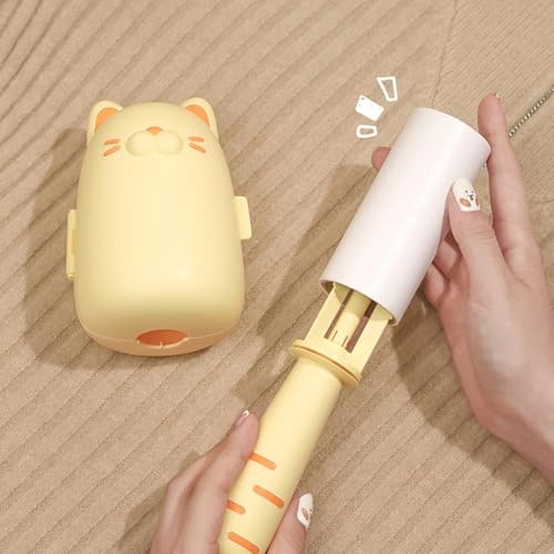 Rolo de fiapos para roupas, rolo de fiapos pegajoso reutilizável - Design divertido de gato raspando