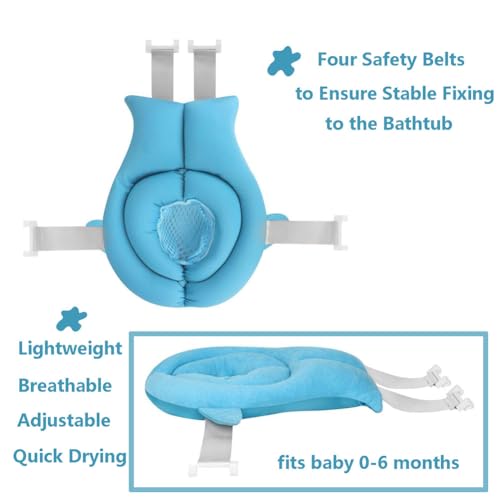 Image of Baby Bath Seat Support Net Soft Infant Bathing Seat Support Mat Suspension Shower Pad Adjustable Non-Slip Newborn Bathtub Sling Mat Baby Sink Bather Tub Shower Net Bathtub Sit Up Mesh 0-6 Month