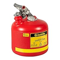 Justrite Runde Sicherheitsflasche aus Polyethylen, 9,5 L, Rot