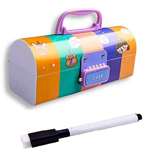Image of WORSHIPER Cartoon Theme Pencil Box for Kids | Suitcase Style Password Lock Stationery Organizer | Multi-Layer Pen & Pencil Case for Boys & Girls (MPB - Cute Multicolor)
