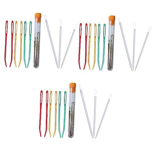 VILLCASE 3 Sets DIY Knitting Needles Yarn Needles and Thread Set Sewing Tools Ideal for Girls Random Color