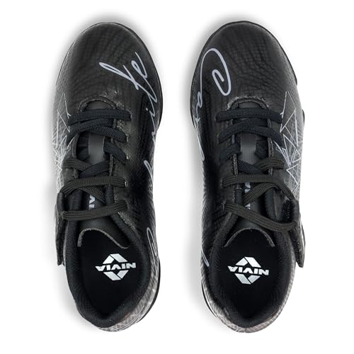 Image of NIVIA Carbonite 7.0 Kids Football Turf Shoe, Synthetic Leather Upper, PU Rubber Turf Outsole, Lightweight Insole & Durable Design for Young Football Champions (Black, UK12)