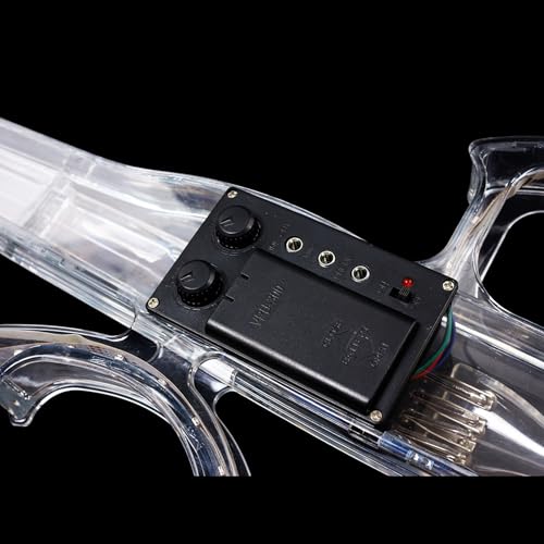 Image of Vetimobato Electric Violin 4 /4 Full Size Solid Wood Silent Violin Set for Adults Beginner Practice Electric Fiddle with Ebony Fittings Hard Case & Bow(4 String Transparent with Light)