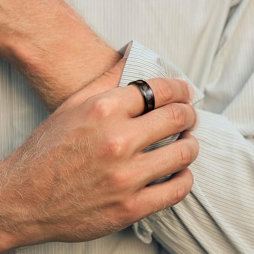 Image of King Will Nature Koa Wood Inlay Tungsten Carbide Wedding Ring 8mm Silver /Black /Gold /Green /Rose Gold /Blue Wedding Band for Men High Polished Anniversary Rings Comfort Fit Size 6-15