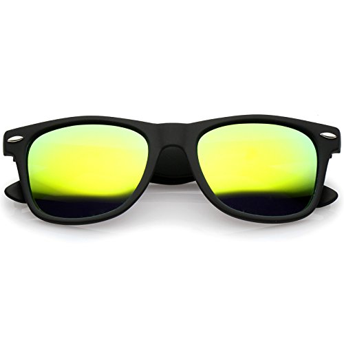 Image of zeroUV - Classic Colored Mirror Lens Square Horn Rimmed Sunglasses for Men Women