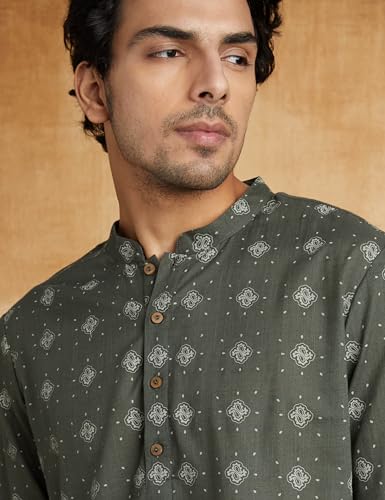 Image of Amazon Brand - Symbol Men's 100% Cotton Everyday Mid Length Casual Kurta - Regular Fit (Available in Plus Sizes)