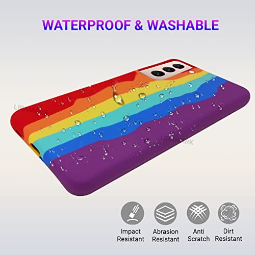 Image of LIRAMARK Liquid Silicone Soft Back Cover Case for Samsung Galaxy S21 (Rainbow)