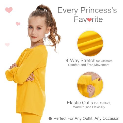 Image of 3T 4T 5T to 12 Years Girls Long Sleeve Shirts Kids Cotton T-Shirt Toddler Basic Crew Neck Top