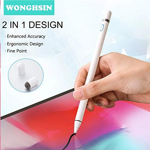 Stylus Pens for Touch Screens iPad iPhone Tablets Cell Phone Drawing, WongHsin Carbon Fiber Fine Point Active Capacitive Pencil with Stylus Pen Holder Mesh Tip Cap Palm Rejection Glove