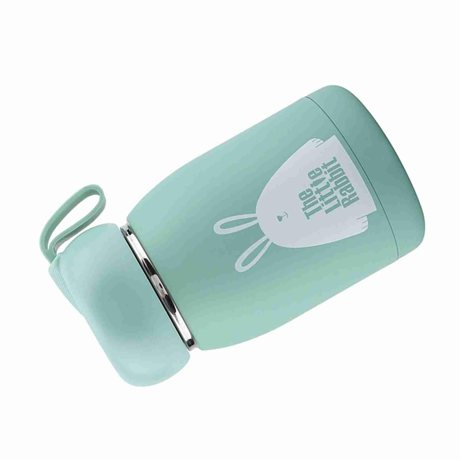 Mini Water Bottle, Mini Flat Water Bottle,320ml Cute Pattern Stainless Steel Small Mini Water Bottles Stainless Steel Water Bottle Vacuum Cup for Travel (Green)