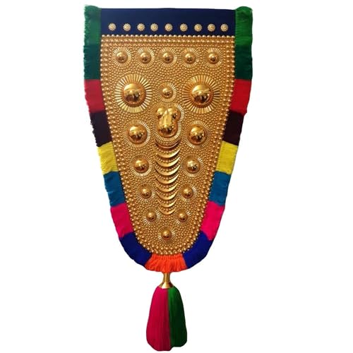 Image of BUNNY BEAR | 2.50 Feet(76 CM) Kerala Nettipattam Wall Hanging | Gold Plated Elephant Caparison | Traditional Kerala Handicraft Decorative Art for Home, Pooja Room & Gift Decor