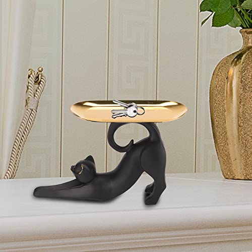 Bandeja Estatua Gato Estirándose Resina Decorativa miniatura 7