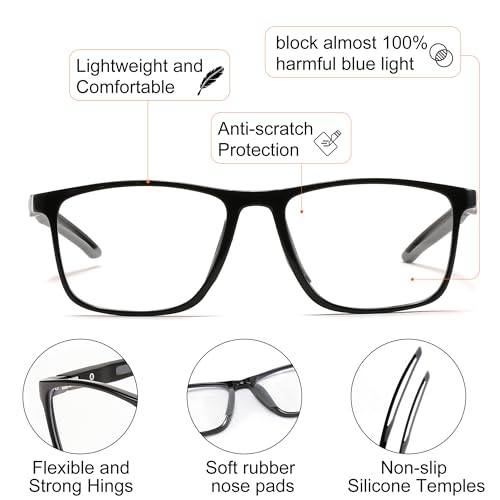 Image of FEISEDY Blue Light Glasses for Women Men TR90 Sports Ultra-Light Glasses Anti Glare UV Protection B0109