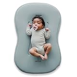 snuggle me® Baby Lounger Curve (0-6 Months) - Premium Organic Cotton with Foam Core, Machine-Washable Cover, Buttery-Soft & Breathable Infant Lounger with Travel Bag (30 in x 20 in x 1.9 in) - Slate