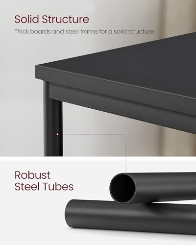 Image of VASAGLE Tall Side Table, End Table with Storage Shelves, 3-Tier Slim Table, Steel Frame, for Living Room, Study, Bedroom, Industrial, Black ULET273B16
