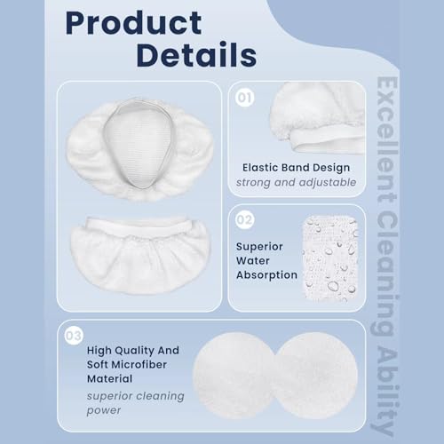 6 Stück wiederverwendbare Dampfreiniger Tücher - Universelle Waschbare Dampfwischpads für die meisten Handdampfreiniger - Perfekt für Böden, Wände & Polster - Sparset mit 6x Microfaser Reinigungstüche