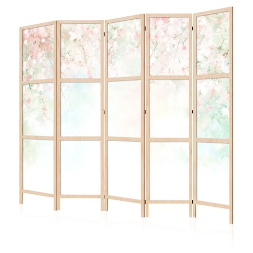 LUMASOUL Paravent Intérieur à Simple Face - 5 Panneaux - Separateur de Pieces de Style Japonais - Cloison de Separation pour Chambre à Coucher et Salon -...