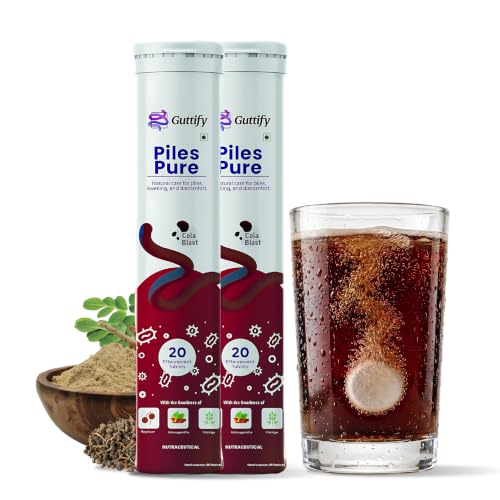 Image of Piles Pure Cola Blast Effervescent Tablets with Nagkesar, Ashwagandha and Moringa for Piles Relief, Hemorrhoid Comfort, Swelling Ease, Gut Calmness and Routine Comfort | 20 Tablets x Pack of 2
