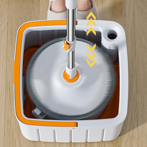 Vuggdt Wischmopp-Eimer-Set mit Auswringer, Wischeimer, Bodenreinigungssystem mit Auswringer, 2 Fächer, für Hotel, Fitnessstudio, Klassenzimmer, Keramikfliesen – Bild 7