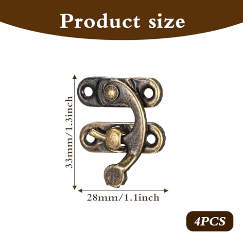 4 Stück Antike Vorhängeschloss Spannverschluss, Vintage Schnell Verschluss Rechte Riegelhaken Haspe Riegel Bronze Schwingenriegel Mit Schrauben Für Möbel Holzkisten Schmuck Kästchen