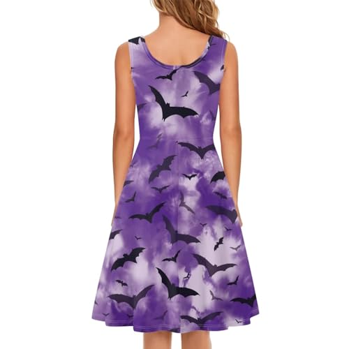 Image of Women's Casual Loose Sundress Midi Sleeveless Crewneck Dress Summer Beach Tank Dress with Pockets