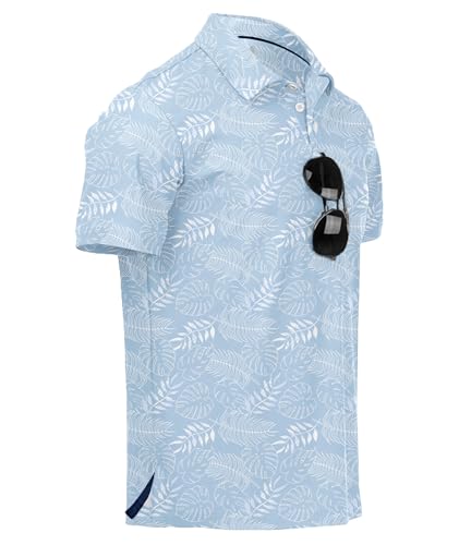 Image of ZITY Mens Golf Polo Shirts Short Sleeve UPF 50+ Performance Moisture Wicking Print Pattern Casual Collared Golf Shirt for Men