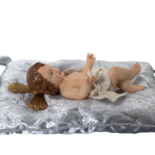 Statue Enfant Jésus résine 28cm incassable avec coussin stable pour crèche sécurisée - 7