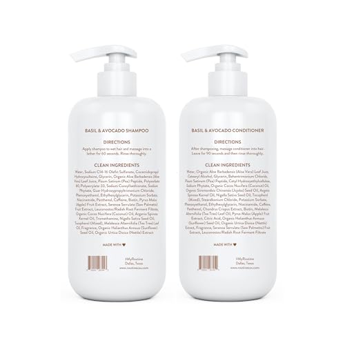 Routine Wellness Anti-Thinning Shampoo and Conditioner Set for Thinning Hair - Biotin DHT Blocker Women & Men - Color Safe Shampoo for Hair Loss & Healthier Hair - Basil & Avocado (Pack of 2)