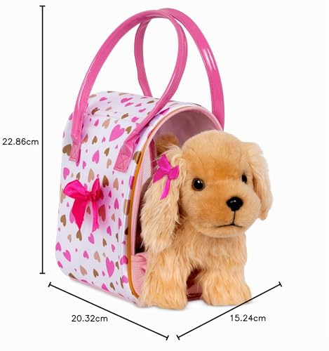 Pucci Pals Chien en Peluche Cocker avec Sac à cœurs Rose doré zippé – vue 9