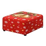 Yatixapu Ottoman Cover Square, Christmas Storage Ottoman Slipcover Stretch Footrest Stool Covers Waterproof Footstool Furniture Protectors with Elastic Band