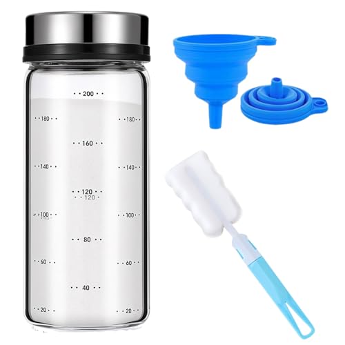 3Pcs Salt Shaker, Glass and Stainless Steel Seasoning Dispensers with Adjustable Pour Control, Leak-Proof Spice Shakers for Kitchen, Camping, Gifting