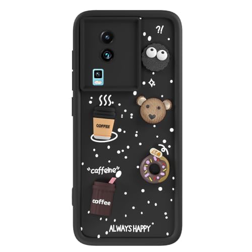 Image of Pikkme Back Cover for iQOO Neo 7 5G / Neo 7 Pro 5G | Cute Fun Cartoon 3D Bear Silicone Full Body Protection Bumper Cover (Black)