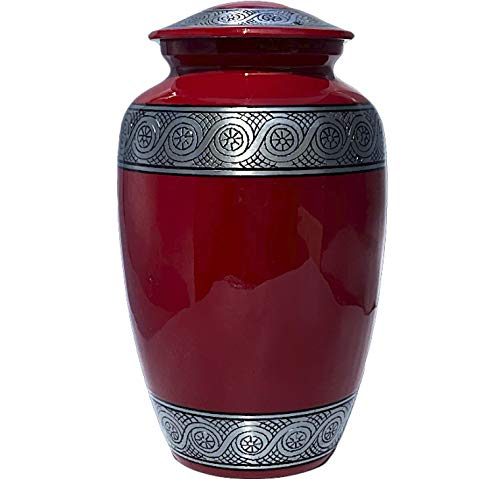 Eternal Harmony Cremation Urn for Human Ashes | Memorial Urn Carefully Handcrafted with Elegant Finishes to Honor and Remember Your Loved One | Adult Urn Large Size with Beautiful Velvet Bag (Red)