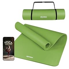 ALPIDEX Tappetino Yoga Extra Spesso 1,5cm Tappeto Fitness NBR 3 Larghezze E-Book Antiscivolo Cinghia Trasporto Aerobica Palestra Ginnastica Pilates Allenamento Casa, Lime, 190 x 100 x 1.5 cm
