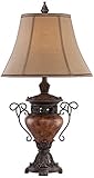 Traditional Table Lamp Bronze Crackle Urn Faux Silk Bell Shade for Living Room Family Bedroom Bedside Nightstand - Regency Hill