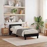 Owoxanthellate Bettgestell Schwarz Eiche 193x80x70 cm mit LED Streifen und USB Anschluss Modernes Einzelbett Holzwerkstoff für Jugendzimmer Gästezimmer Schlafzimmer