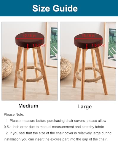 Image of CRFATOP 2 Pack Waterproof Coffee Bar Stool Covers Round Seat Slipcover,L