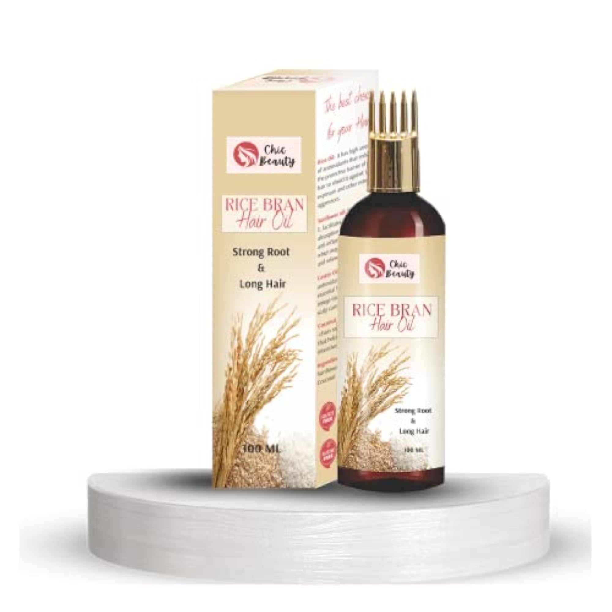 Chic Beauty Rice Bran Hair Oil with Comb Applicator, 100ml