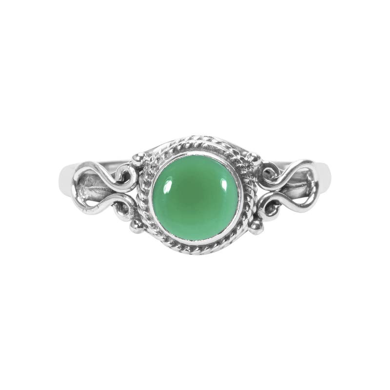 Miniatura 2 de Green Onyx Stone Ring, Handmade 925 Sterling Silver Rings for Women Girls, Natural Gemstone Ring US size 9 Solitaire Ring, Round Stone Ring,