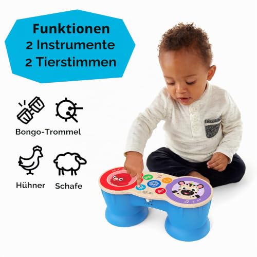 Baby Einstein 12610 Hape Upbeat Tunes Magic Touch Holztrommel, Musikspielzeug aus Holz, mit 6 Melodien, Mehrfarbig – Ansicht 4