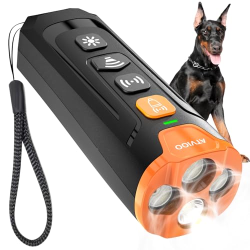 Dog Bark Deterrent Device– Ultrasonic Anti Barking Device for Dogs, 3X Emitters, Rechargeable Trainer for Dogs 6M–8Y, Indoor/Outdoor (Black)