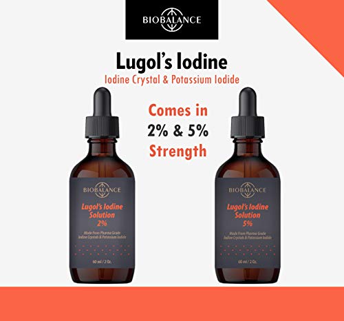 Image of Bio Balance Lugol's Iodine 5% Solution 2 fl.oz., Extra Pure Grade, 6.25mg Iodine Per Drop, Heavy Metals Free, Preservative Free, Glass Dropper Bottle, 60ml