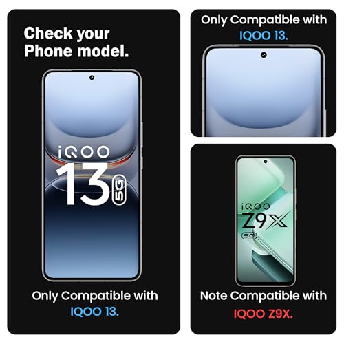 Image of FIRST MART Tempered Glass for iQOO 13, 9H Full-Glue Screen Protector, 3D Edge-to-Edge, HD Clear, Oleophobic, Case-Friendly, Black, Pack of 1