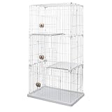 Iris Ohyama, Käfig für Haustiere / Spielkäfig, mit 3 Ebenen, 3 Eingängen, 2 Schalen für Katzen - Pet Cage PEC-903, WeiÃŸ