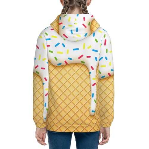 White Ice Cream Kids Pullover Hoodies Boys Sweatshirts Girls Athletic Clothes with Pocket4