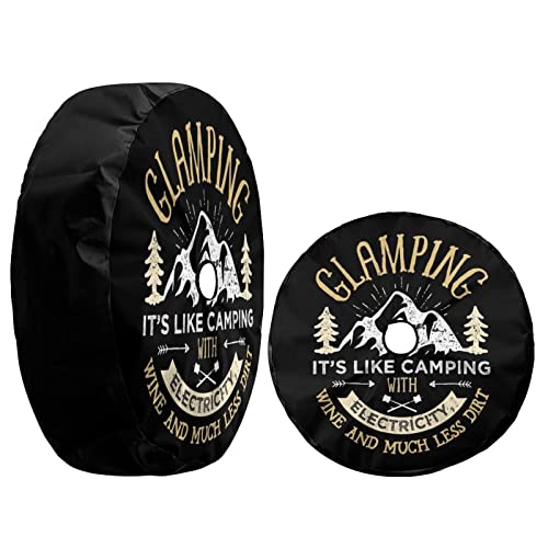 Image of Glamping Camping Spare Tire Cover with Backup Camera Hole Wheel Tire Cover Fit Trailer, RV, SUV and Many Vehicle 17inch